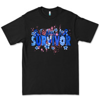 Black I am a survivor Colon Cancer blue ribbon Premium Tee - NancyCooperArtShop