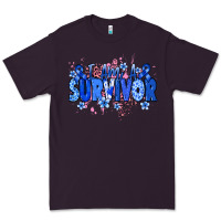 Plum I am a survivor Colon Cancer blue ribbon Premium Tee - NancyCooperArtShop