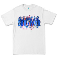 White I am a survivor Colon Cancer blue ribbon Premium Tee - NancyCooperArtShop