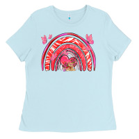 Baby Blue valentines day rainbow with heart Ladies Tee - NancyCooperArtShop