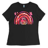 Black valentines day rainbow with heart Ladies Tee - NancyCooperArtShop