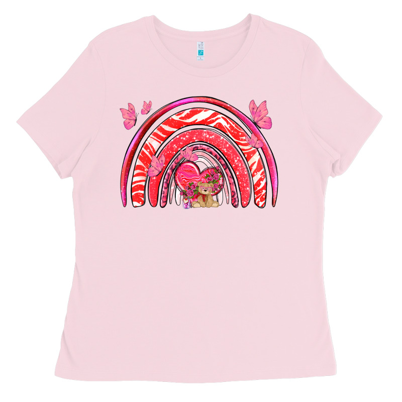 Valentines Day Rainbow With Heart Ladies Tee by NancyCooperArtShop | Teevron