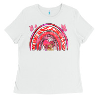 White valentines day rainbow with heart Ladies Tee - NancyCooperArtShop