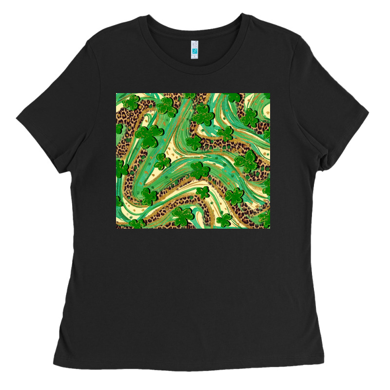 St. Patrick's Day Shamrock Leopard Ladies Tee by RanaPortraitStore | Teevron