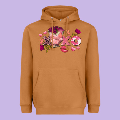 Chicken Valentine's Day Xoxo Heavyweight Hoodie Designed By Fadigitalartstudio