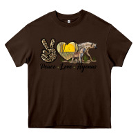 Chocolate Brown Peace Love Hyenas Heavy Core Tee - LillyAllenDesigns
