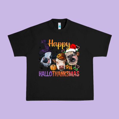 Happy Hallothanksmas Cows Urban Heavy Tee Designed By Bundleandbundleshop