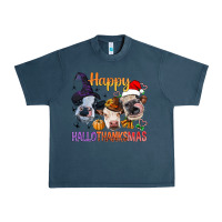 Midnight Navy Happy Hallothanksmas Cows Urban Heavy Tee - BundleAndBundleShop
