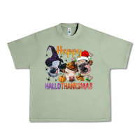Oil Green Happy Hallothanksmas Cows Urban Heavy Tee - BundleAndBundleShop