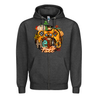 Charcoal Heather hello fall gamer Zipper Hoodie - CowGirlArtShop
