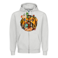 Dove Grey hello fall gamer Zipper Hoodie - CowGirlArtShop