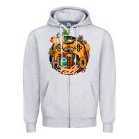 Heather Grey hello fall gamer Zipper Hoodie - CowGirlArtShop