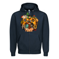Navy hello fall gamer Zipper Hoodie - CowGirlArtShop