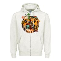 Oatmeal Heather hello fall gamer Zipper Hoodie - CowGirlArtShop