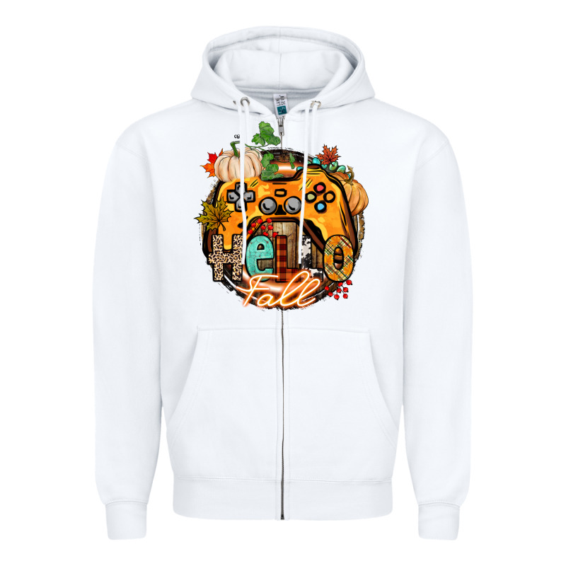 Hello Fall Gamer Zipper Hoodie by CowGirlArtShop | Teevron