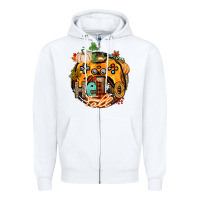 White hello fall gamer Zipper Hoodie - CowGirlArtShop