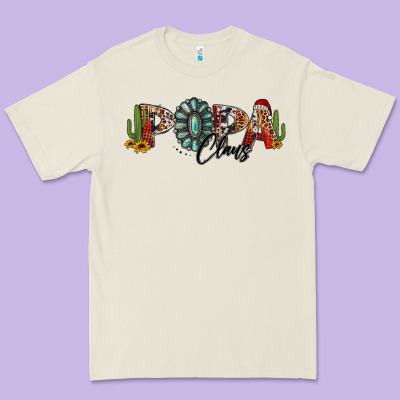 Western Christmas Papa Claus Sunflowers And Cactus Premium Tee Designed By Jasminsmagicworld