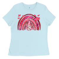 Baby Blue valentines day rainbow with cupid gnome Ladies Tee - NancyCooperArtShop