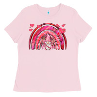 Bubblegum Pink valentines day rainbow with cupid gnome Ladies Tee - NancyCooperArtShop