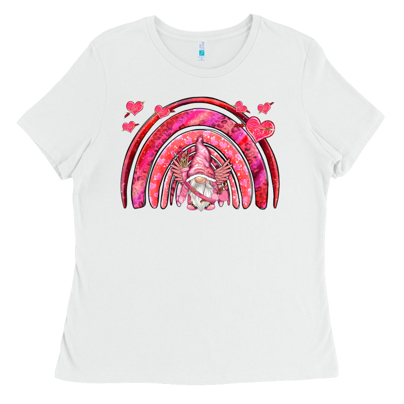 Valentines Day Rainbow With Cupid Gnome Ladies Tee by NancyCooperArtShop | Teevron