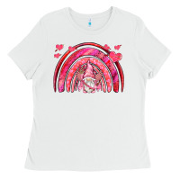 White valentines day rainbow with cupid gnome Ladies Tee - NancyCooperArtShop