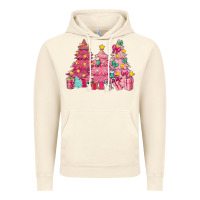 Vintage Artic Pink Christmas trees Vintage Hoodie - NancyCooperArtShop