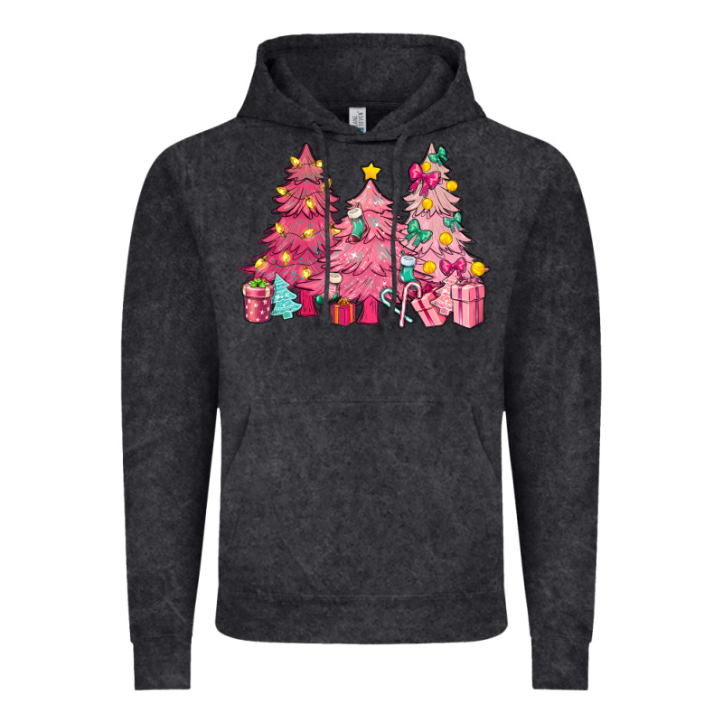 Pink Christmas Trees Vintage Hoodie by NancyCooperArtShop | Teevron