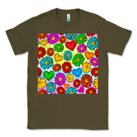 Army Green Pride lgbtq flowers and hearts seamless pattern Classic Tee - BundleAndBundleShop