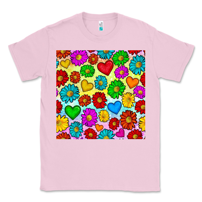 Pride Lgbtq Flowers And Hearts Seamless Pattern Classic Tee by BundleAndBundleShop | Teevron