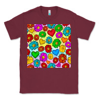Burgundy Pride lgbtq flowers and hearts seamless pattern Classic Tee - BundleAndBundleShop