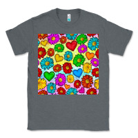 Charcoal Heather Pride lgbtq flowers and hearts seamless pattern Classic Tee - BundleAndBundleShop