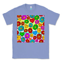Colony Blue Pride lgbtq flowers and hearts seamless pattern Classic Tee - BundleAndBundleShop