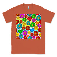 Copper Pride lgbtq flowers and hearts seamless pattern Classic Tee - BundleAndBundleShop