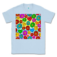 Dusty Blue Pride lgbtq flowers and hearts seamless pattern Classic Tee - BundleAndBundleShop