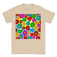 Mushroom Pride lgbtq flowers and hearts seamless pattern Classic Tee - BundleAndBundleShop
