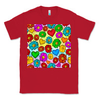 Red Pride lgbtq flowers and hearts seamless pattern Classic Tee - BundleAndBundleShop