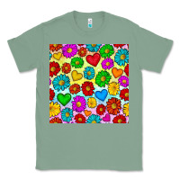 Sage Pride lgbtq flowers and hearts seamless pattern Classic Tee - BundleAndBundleShop