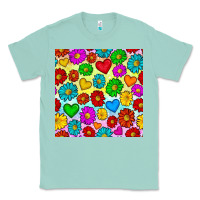 Seafoam Pride lgbtq flowers and hearts seamless pattern Classic Tee - BundleAndBundleShop