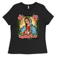 Black lady of guadalupe portrait Ladies Tee - BarkalooDesign