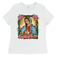 White lady of guadalupe portrait Ladies Tee - BarkalooDesign