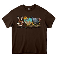 Chocolate Brown Peace Love Jersey Giant Chicken Heavy Core Tee - LillyAllenDesigns