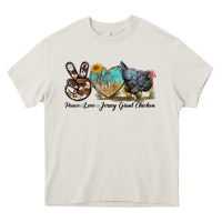 Cream Peace Love Jersey Giant Chicken Heavy Core Tee - LillyAllenDesigns