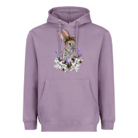 Lavender Easter Day Flowers bunny Heavyweight Hoodie - OliviaCreatesArt