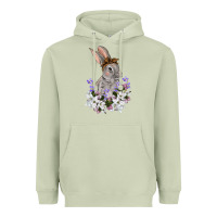 Matcha Easter Day Flowers bunny Heavyweight Hoodie - OliviaCreatesArt