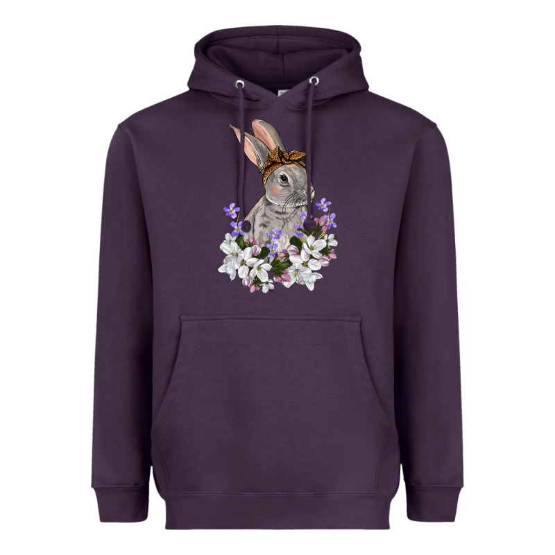 Easter Day Flowers Bunny Heavyweight Hoodie by OliviaCreatesArt | Teevron