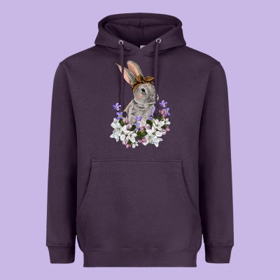 Easter Day Flowers Bunny Heavyweight Hoodie Designed By Oliviacreatesart