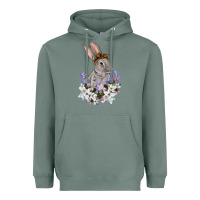 Sage Easter Day Flowers bunny Heavyweight Hoodie - OliviaCreatesArt