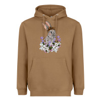 Toasted Coconut Easter Day Flowers bunny Heavyweight Hoodie - OliviaCreatesArt