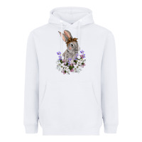White Easter Day Flowers bunny Heavyweight Hoodie - OliviaCreatesArt