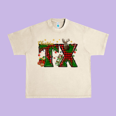 Christmas Texas With Deer Urban Heavy Tee Designed By Bundleandbundleshop